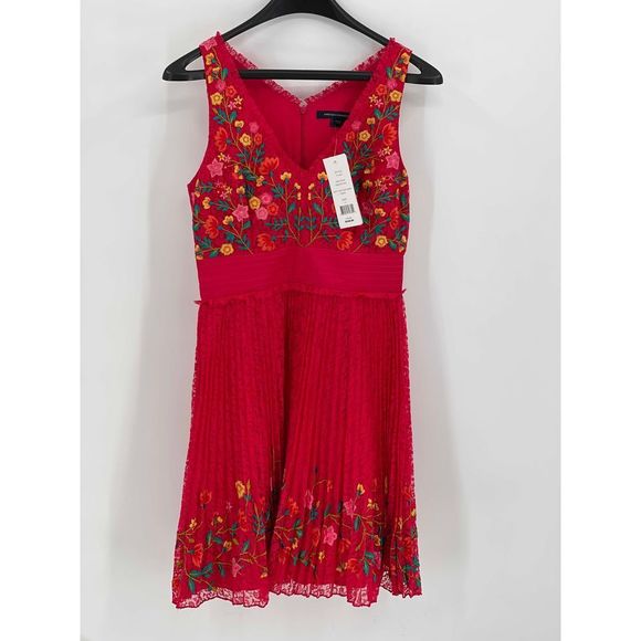 French Connection Dresses & Skirts - French Connection Dress Women 4 Amity Lace Pink Embroidered Floral Sleeveless